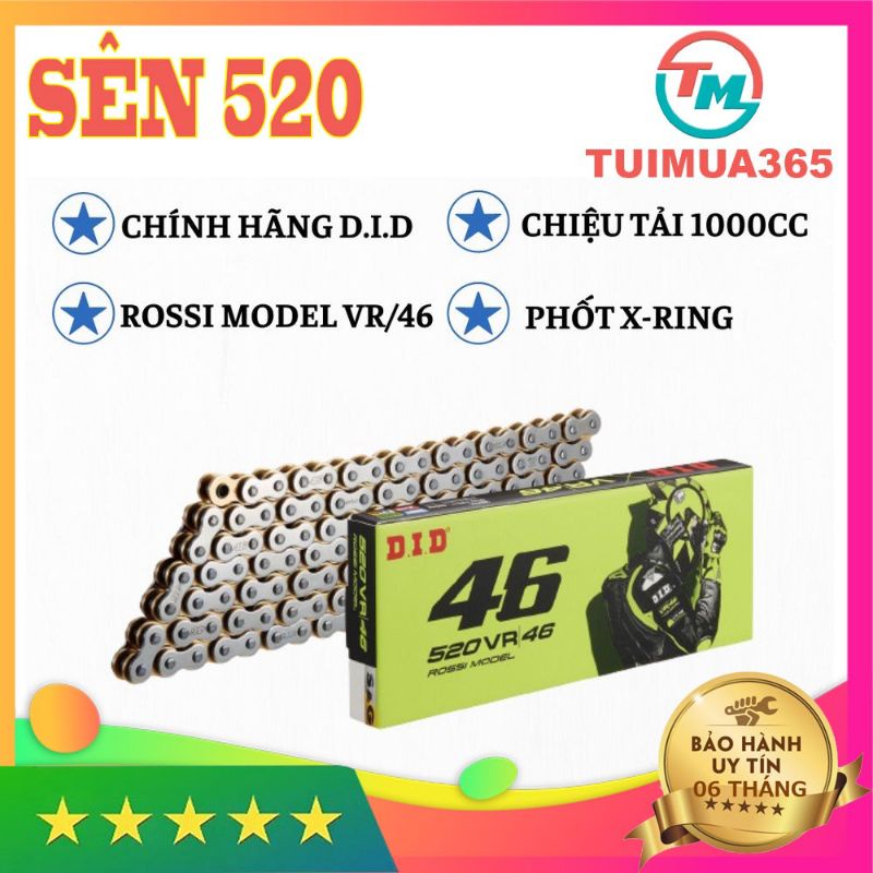 SÊN _XÍCH MOTO PKL D.I.D 520VR/46 MADE IN JAPAN