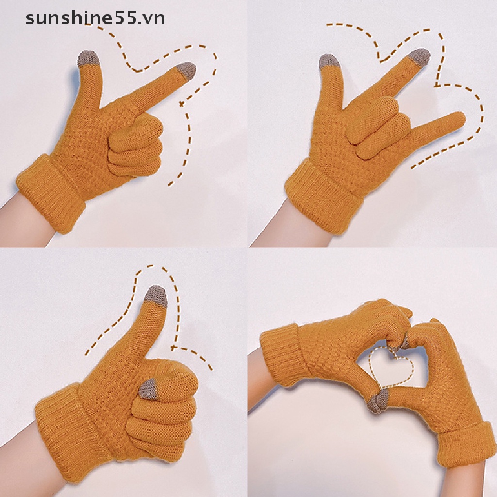 1 Đôi Găng Tay Giữ Ấm Cảm Ứng Màn Hình Cho Nữ