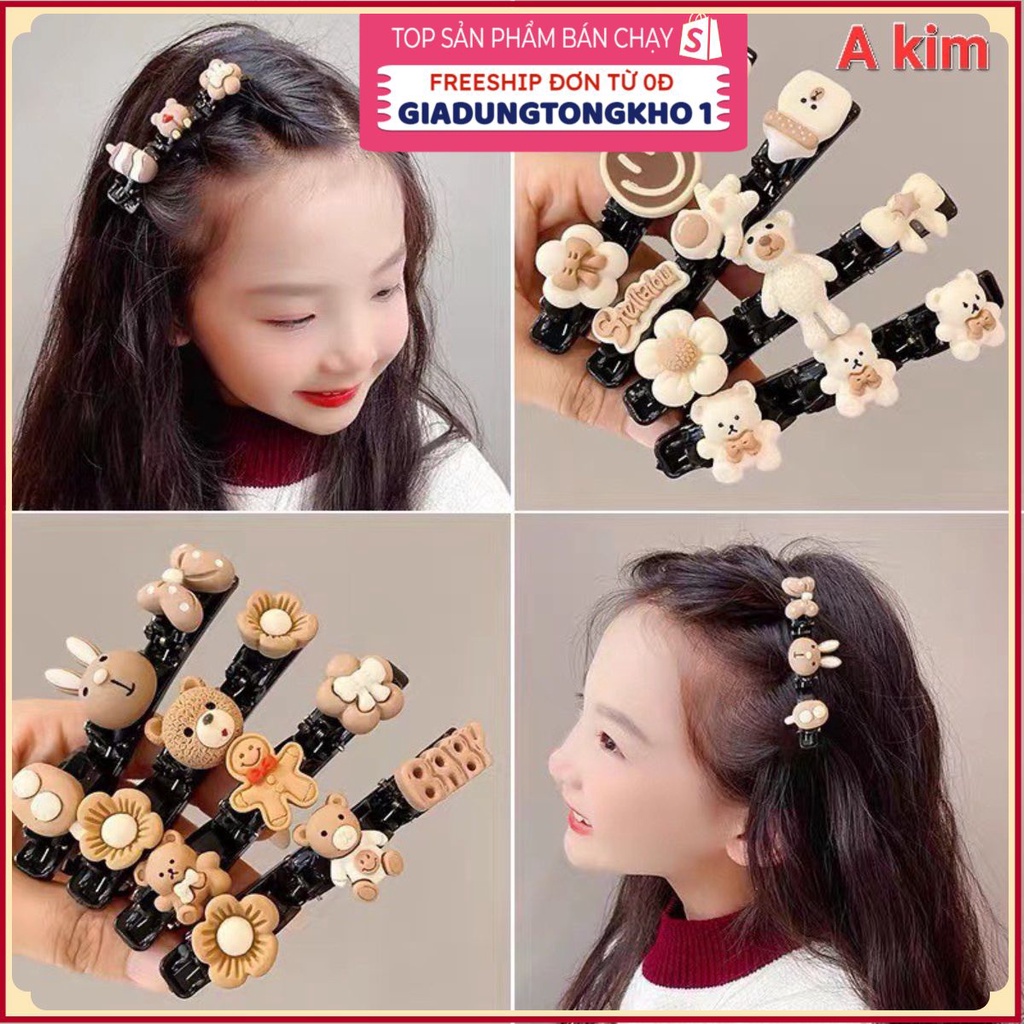 (Bán Buôn Sỉ) Kẹp / Cặp Tóc Bện Gọn Gàng Màu Cà Phê Sữa Dễ Thương Cho Bé Gái