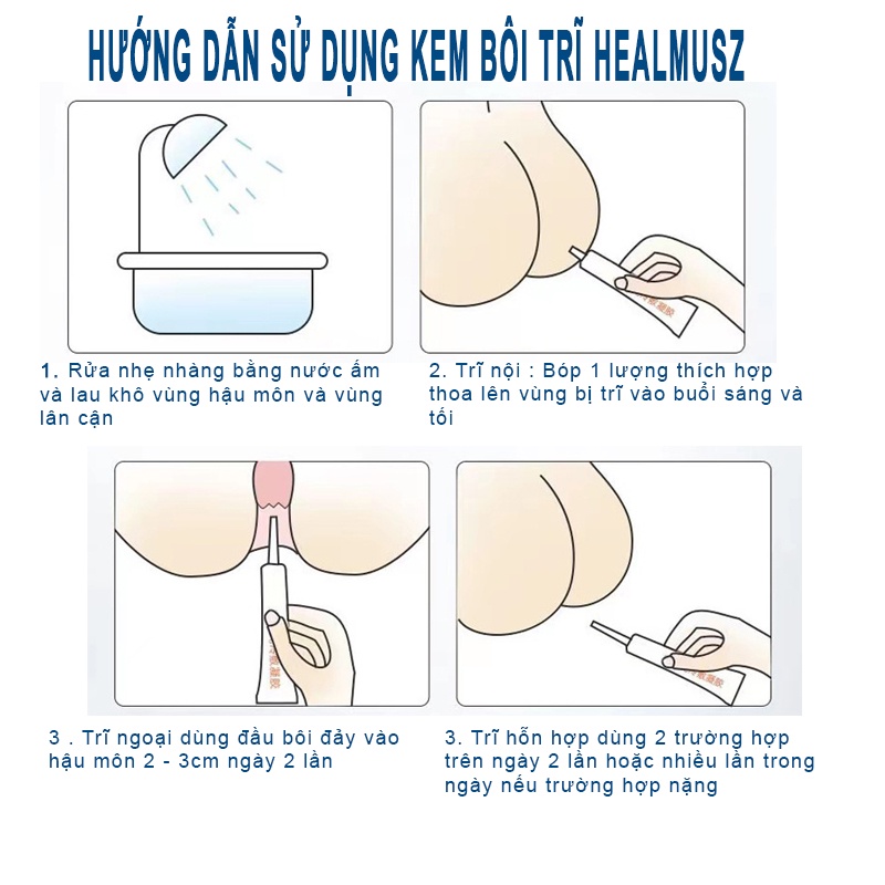 Kem Bôi Trĩ thảo dược HEALMUSZ herbal  xuất Mỹ Kháng Khuẩn Giảm Ngứa, Đau Rát, Xoa Dịu Trĩ Gây ra