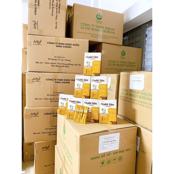 Cà Phê Sâm Collagen Giảm Mỡ Đẹp Da Chống Lão Hoá, Cân Bằng Nội Tiết Tố Hộp 12 gói.