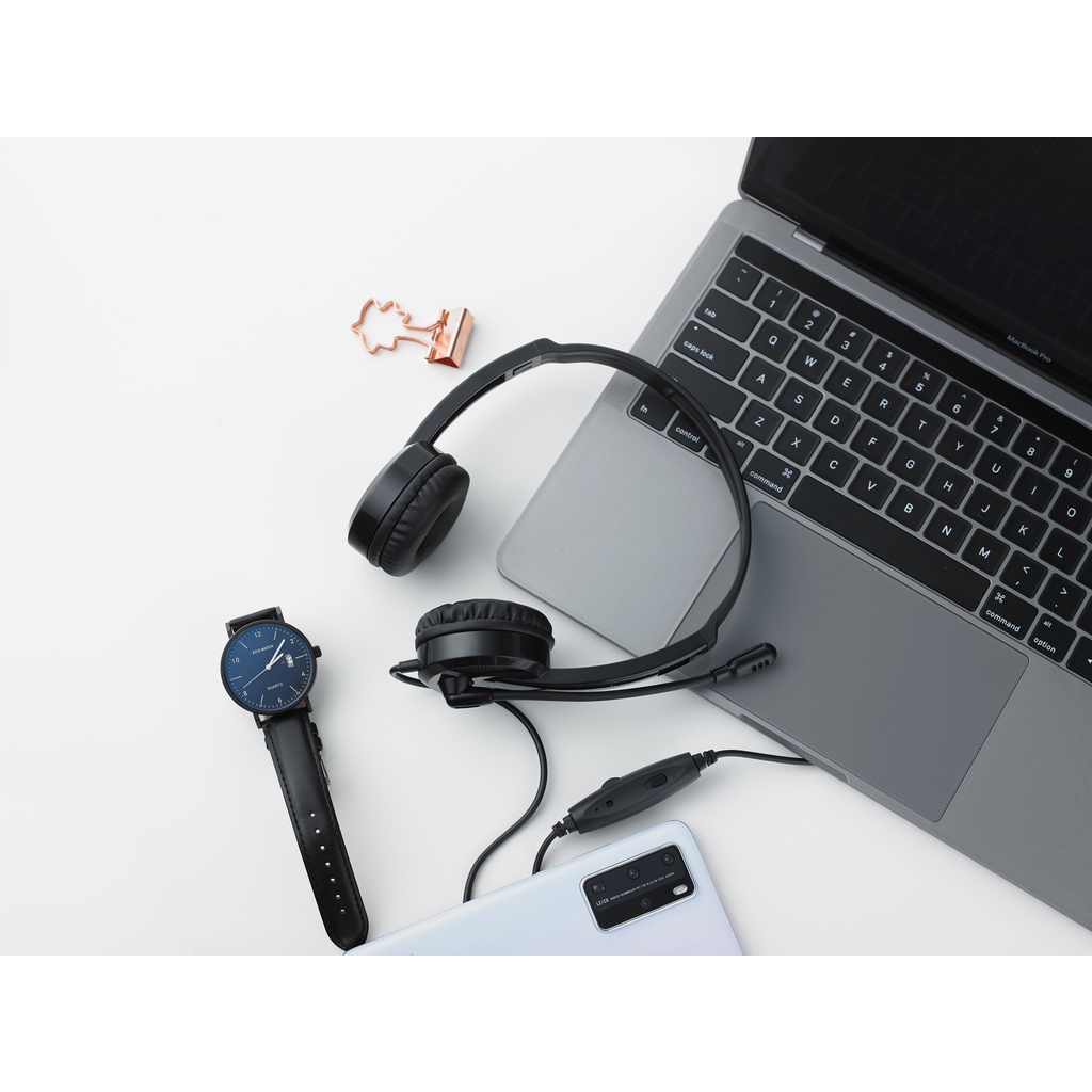 Tai nghe có dây kèm mic H100 H120 Rapoo siêu bền giảm tiếng ồn jack 3.5 và kết nối USB Bexal RP09