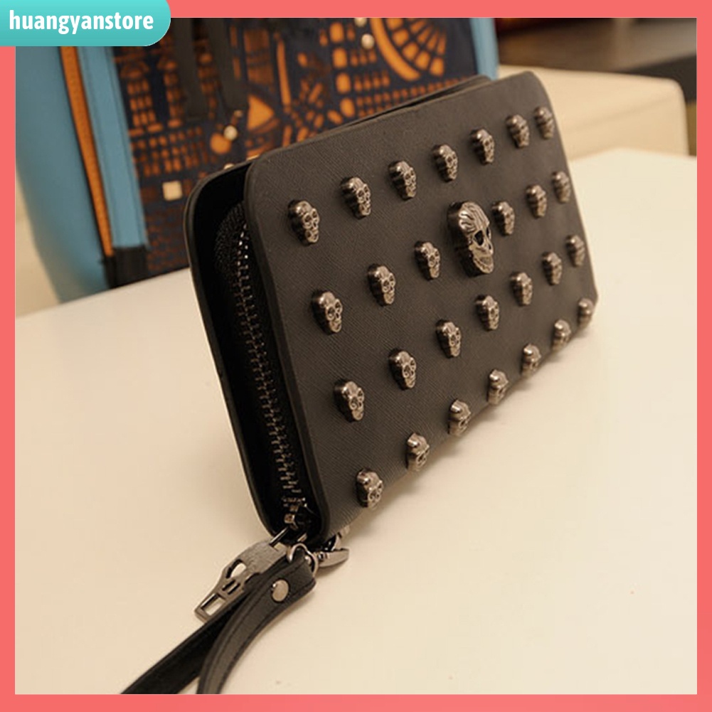 HY/ Ví giả da cầm tay họa tiết đầu lâu cổ điển cho nam và nữ | BigBuy360 - bigbuy360.vn