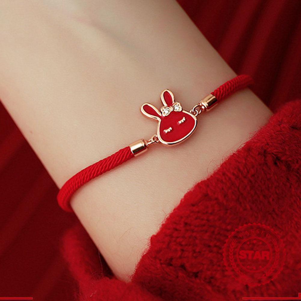 Vòng Tay Dây Đỏ May Mắn Mặt 12 Cung Hoàng Đạo Thời Trang Năm Mới R7E9