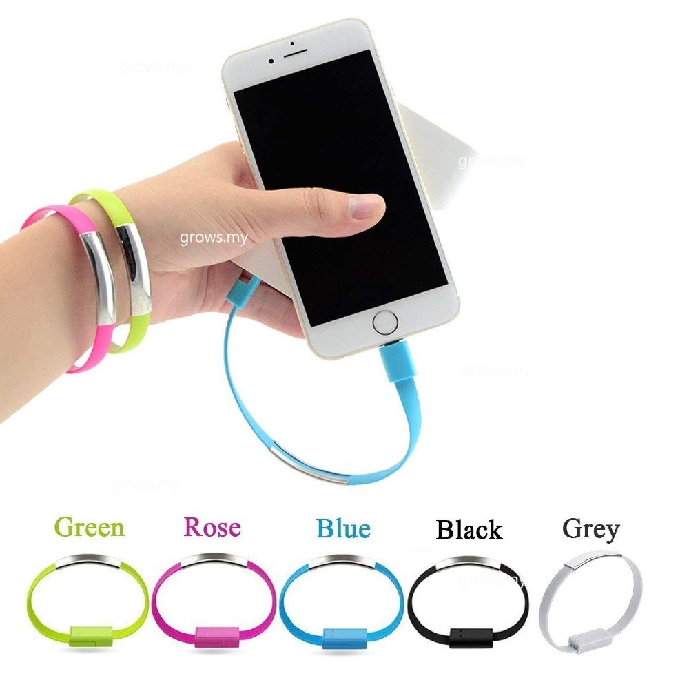 Dây Cáp Sạc Truyền Dữ Liệu Micro USB Type C Kiểu Vòng Đeo Tay Cho iPhone XS X 8 7 Samsung Xiaomi Android