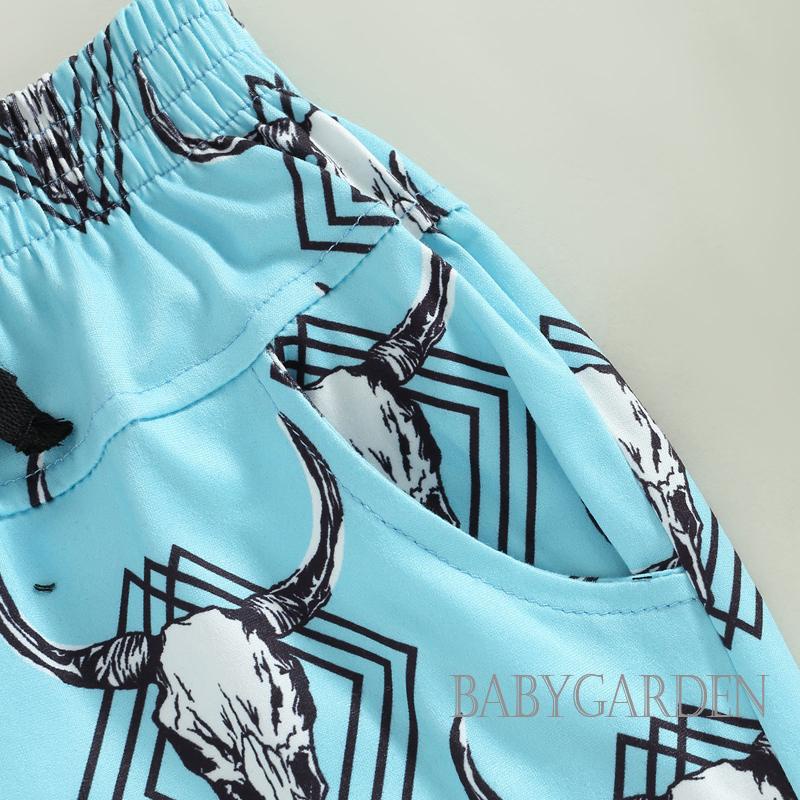 Quần Jogger Lưng Thun Co Giãn In Họa Tiết Đầu Bò Dành Cho Bé Trai 0-24 Tháng Tuổi