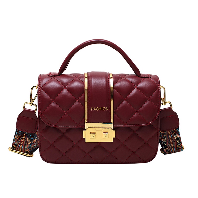 Túi Đeo Chéo Hình Vuông Nhỏ Thêu Họa Tiết Hình Thoi Phong Cách retro Cho Nữ