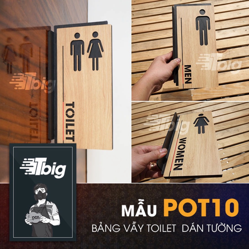 [Bảng gỗ Decor Nội Thất] [HOT NEW] Bảng vẫy toilet gắn tường decor sang trọng