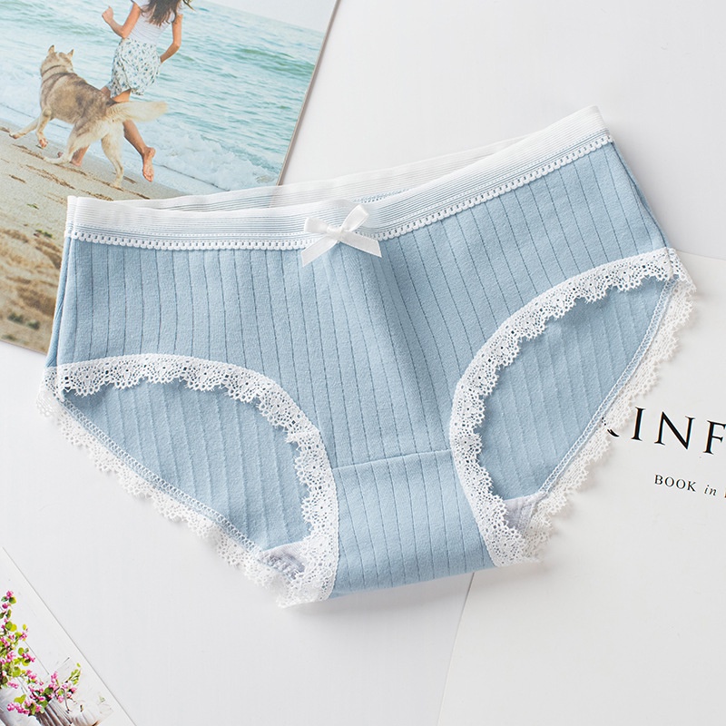 nội y nữ viền ren phối lưới siêu cute KIMCHIBIKINI quần xip nữ thoáng mát mềm mại dễ thương QL085