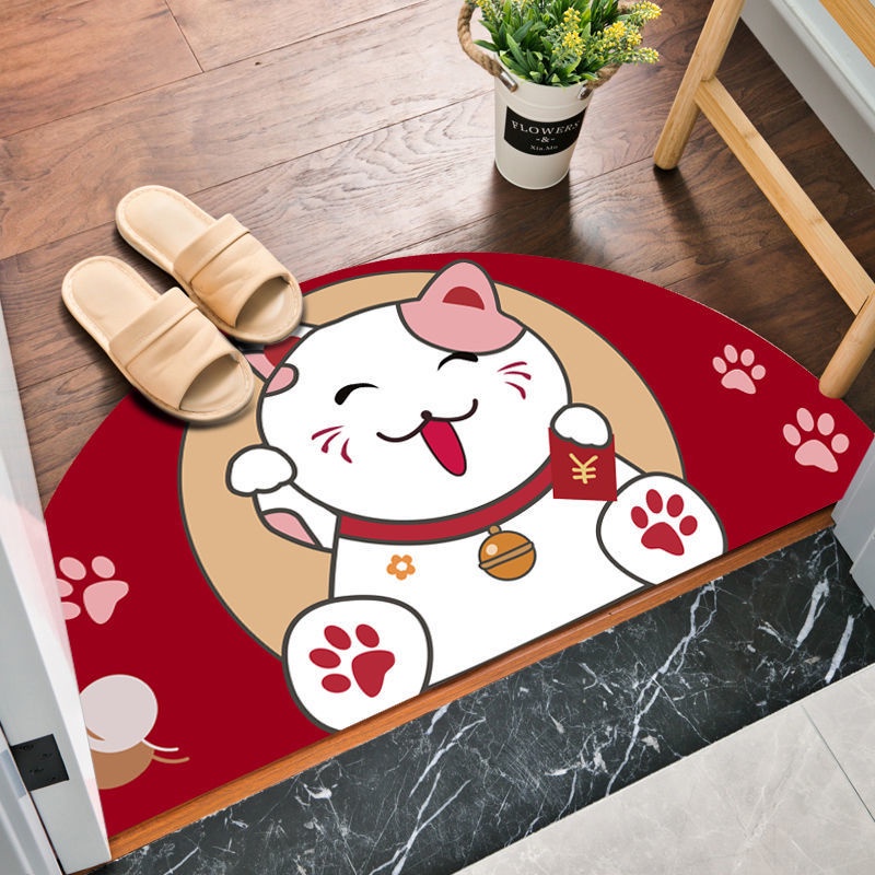 Thảm Chùi Chân Chống Trượt In Hình Chân Mèo May Mắn 3D, Kích Thước 40 * 80cm