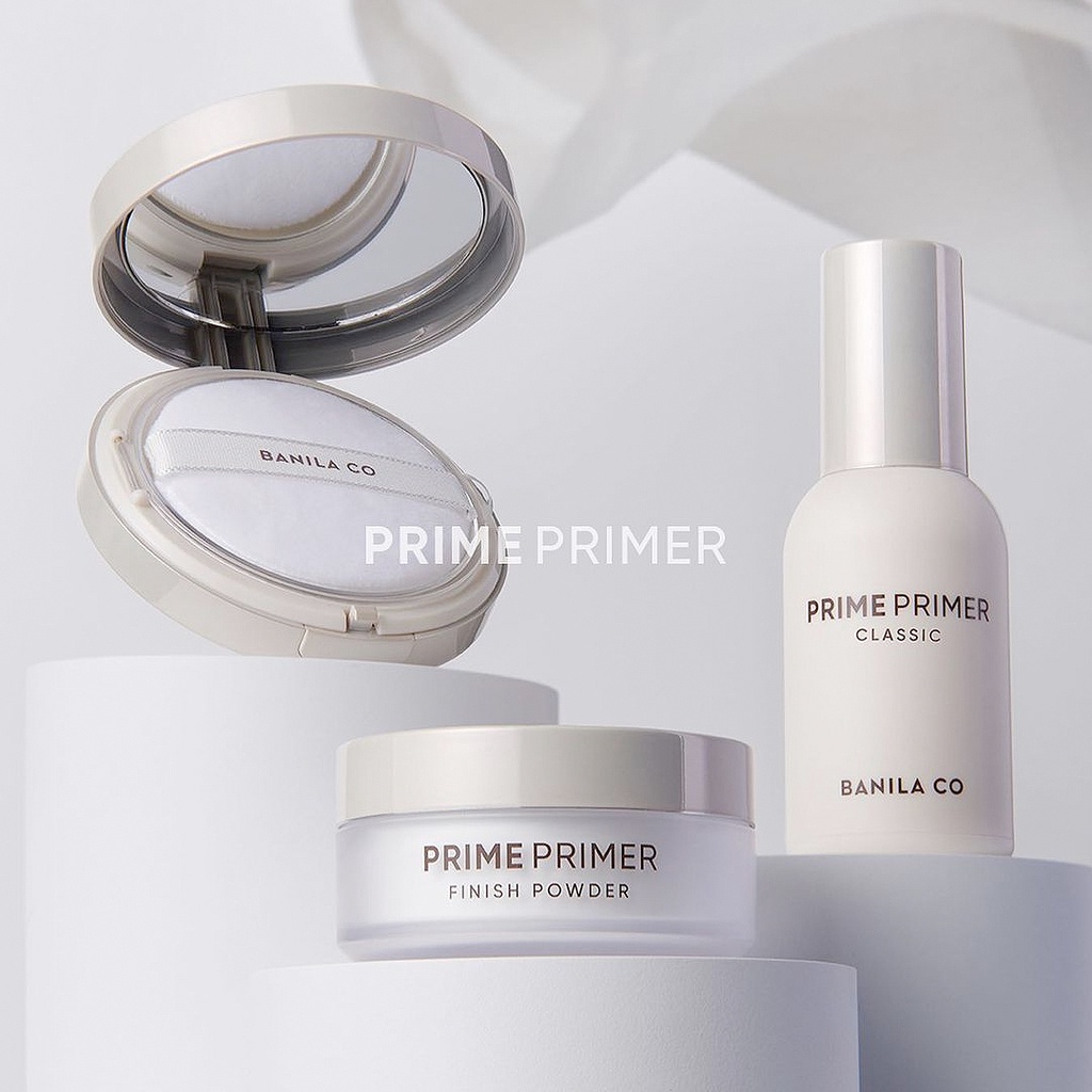 BANILA CO Prime Primer Finish Powder 12g, 5g / Fit Pact 6.5g / Setting Fixer 100ml - Translucently Matte, Blotting Paper Effect