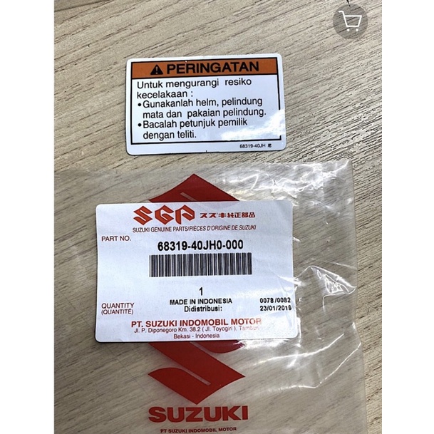 Tem thông số nắp cốp giữa satria/ Raider fi chính hãng suzuki