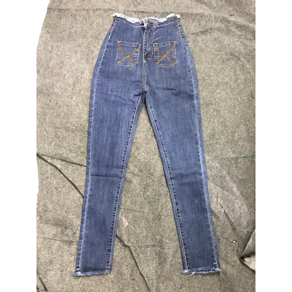 Quần jeans ôm cạp cao xanh màu đẹp xuất sắc- shop tự chụp