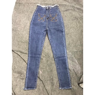 Quần jeans ôm cạp cao xanh màu đẹp xuất sắc- shop tự chụp