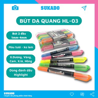 Bút dạ quang Thiên Long HL03 nhiều màu gồm 2 đầu SUKADO