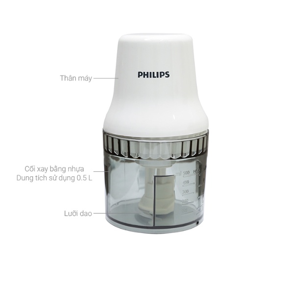 Máy xay thịt mini PHILIPS HR1393 - 0.7L - Hàng chính hãng - BH 24 THÁNG