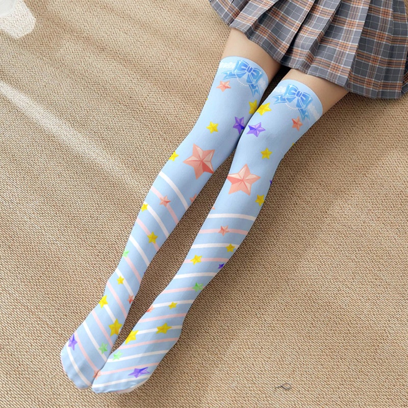 Tất Dài Qua Gối In Hình Ngôi Sao Ngọt Ngào Phong Cách Lolita