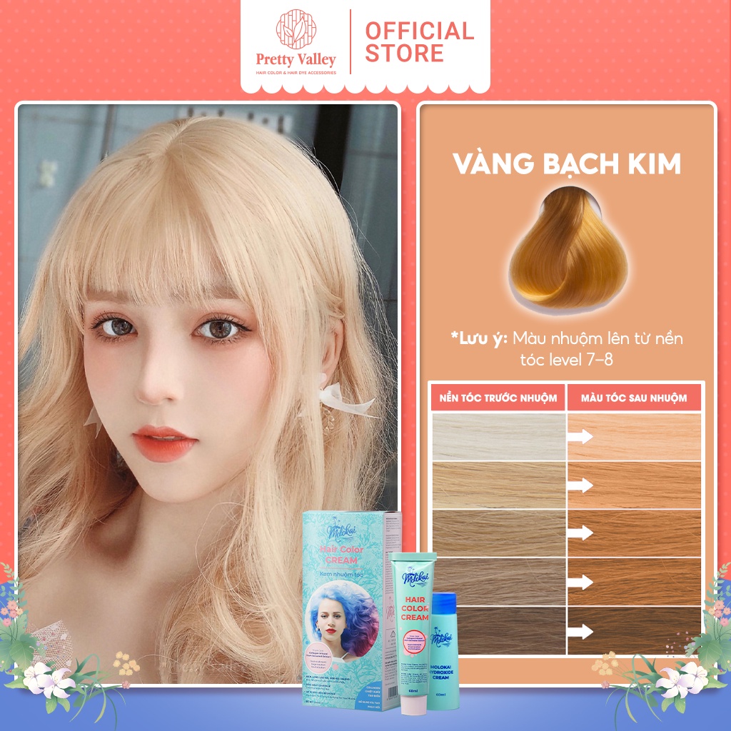 Thuốc Nhuộm Tóc Màu Vàng Bạch Kim MOLOKAI, Thuốc Nhuộm Tóc Siêu Dưỡng - Pretty Valley Store