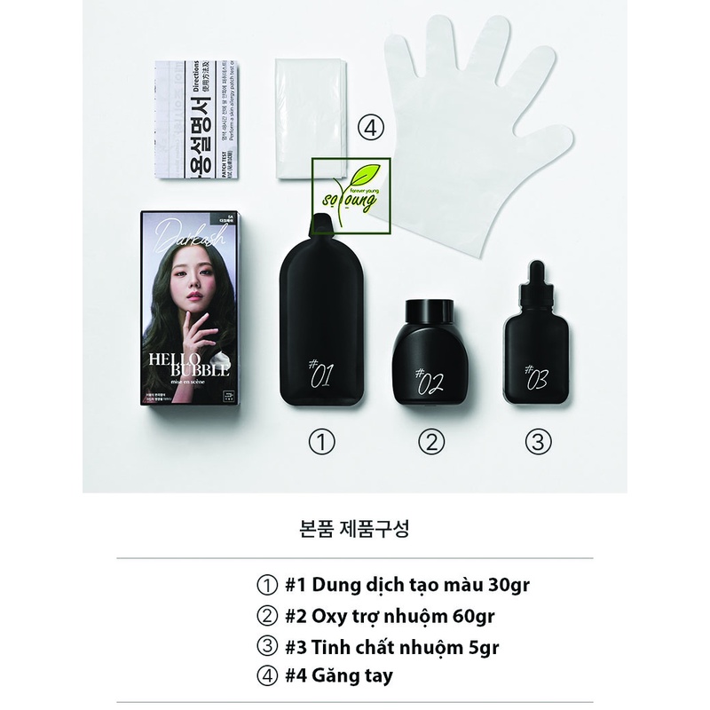 Thuốc Nhuộm Tóc gội nhuộm Hello Bubble Foam Mise En Scene màu Xanh Đen Xanh Biển Whale Deep Blue