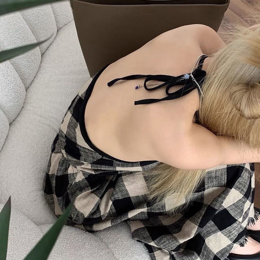 Đầm Hai Dây Dáng Dài Họa Tiết Sọc Caro Phong Cách Pháp Cao Cấp Thời Trang Mùa Hè Hàng Mới Dành Cho Bạn Nữ