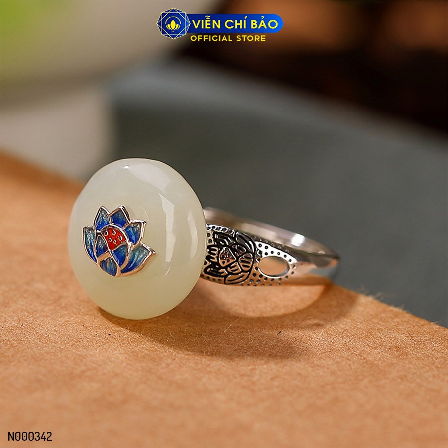 Nhẫn bạc nữ  hoa sen đá chất liệu bạc 925 thời trang phụ kiện trang sức Viễn Chí Bảo N000342
