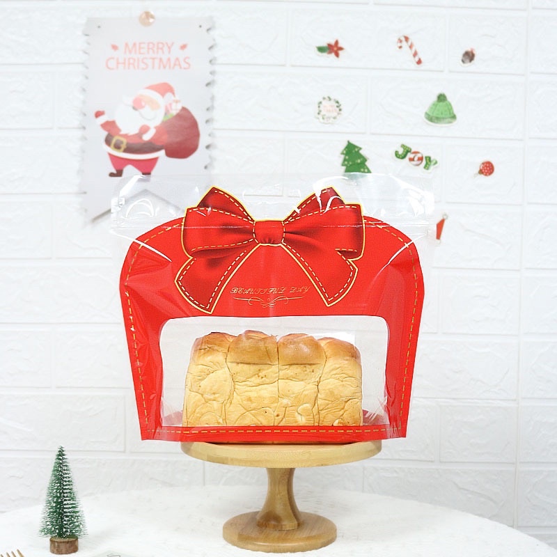 ❤ Tết❤️ Set 10 túi zip đựng bánh kẹo , bánh thuyền gạo lức , bánh mì hoa cúc 500-800g , Nơ đỏ