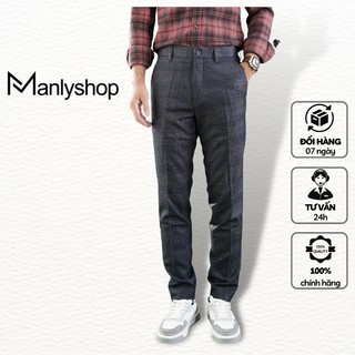 Quần tây nam chính hãng MANLY quần tây kẻ form Slimfit, Quần vải nam cao cấp M944