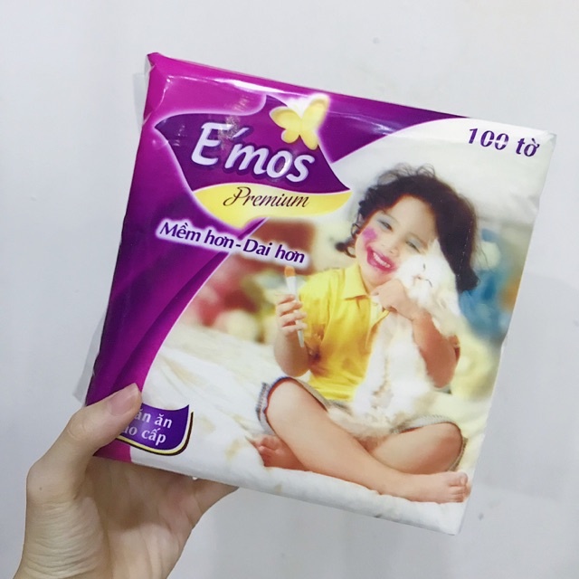 Khăn Giấy Vuông Emos khổ nhỏ 240mm (100 tờ) chính hãng