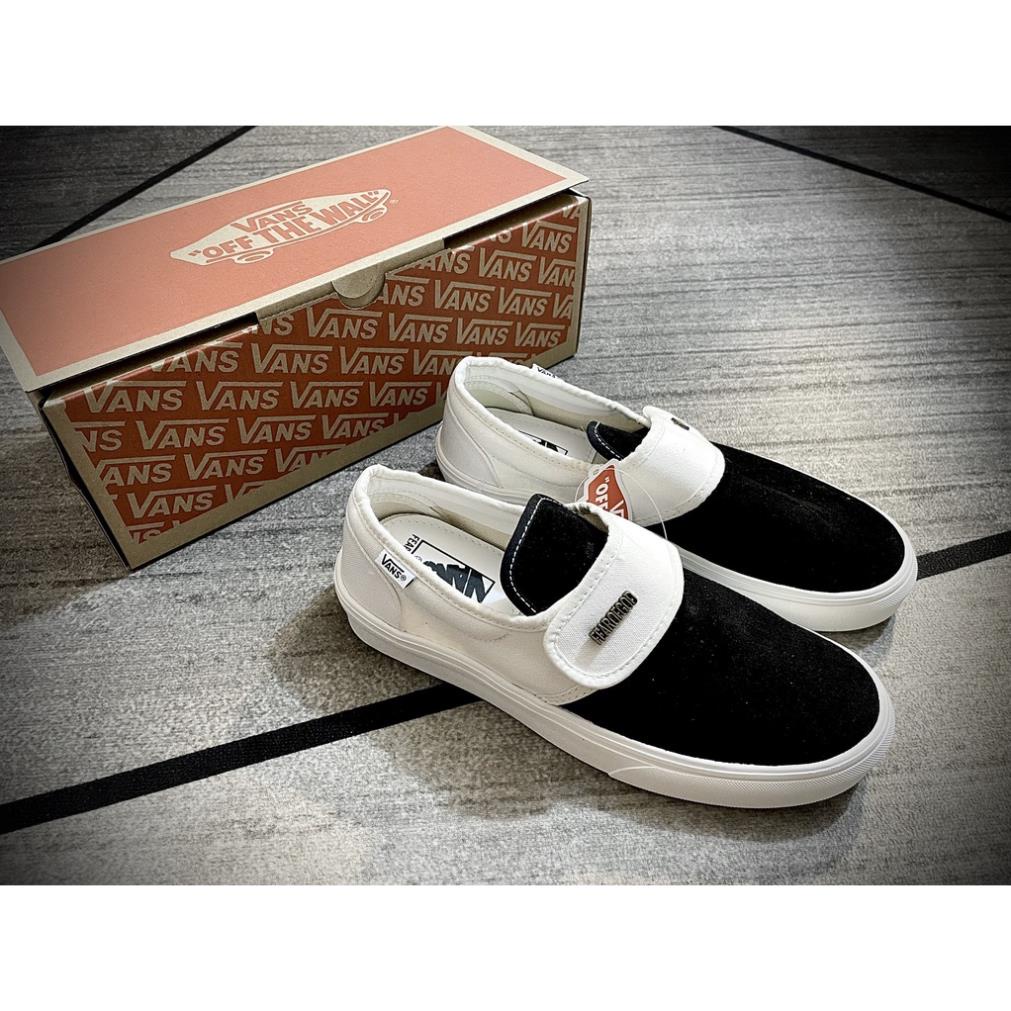Giày Vans Slip On Strap Fear Of God Off White AHA,Giày sneaker 𝐕𝐀𝐍𝐒 Caro lười viền trắng, giày thể thao 𝐕𝐀𝐍𝐒 Đen