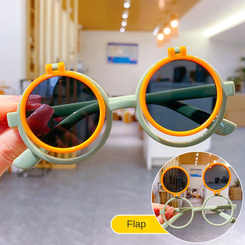 Kính Chống Nắng Gọng Tròn Họa Tiết Hoạt Hình Phong Cách Hàn Quốc Dễ Thương Cho Bé Trai Và Gái