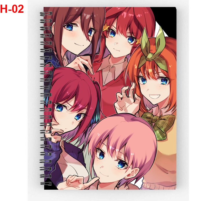 Sổ lò xo anime GoToubun no Hanayome - Nhà có 5 nàng tiên -200 trang giấy, khổ a6, nhiều mẫu