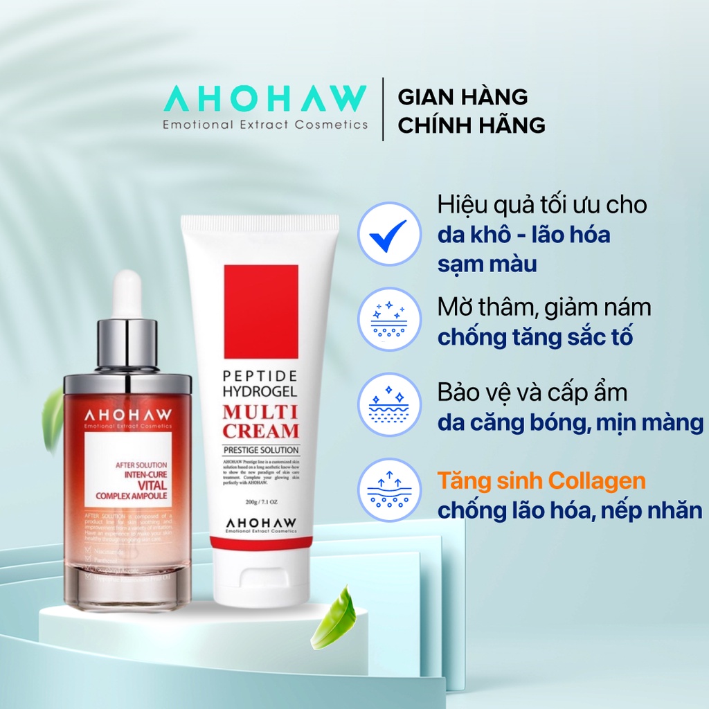 Combo Mờ Thâm Giảm Nám AHOHAW Inten-Cure Vital Complex Ampoule & Hydrogel Multi Cream - Ngăn Ngừa Nếp Nhăn Chống Lão Hoá