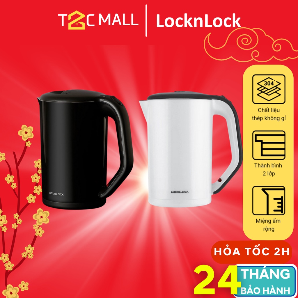 Ấm Đun Siêu Tốc 2 Lớp 1.7L Lock&Lock EJK738 EJK738BLK EJK738WHT - T2Cmall