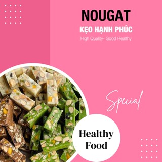 Kẹo nougat hạt dinh dưỡng hộp 300g, kẹo hạnh phúc mềm dẻo ít ngọt mix vị