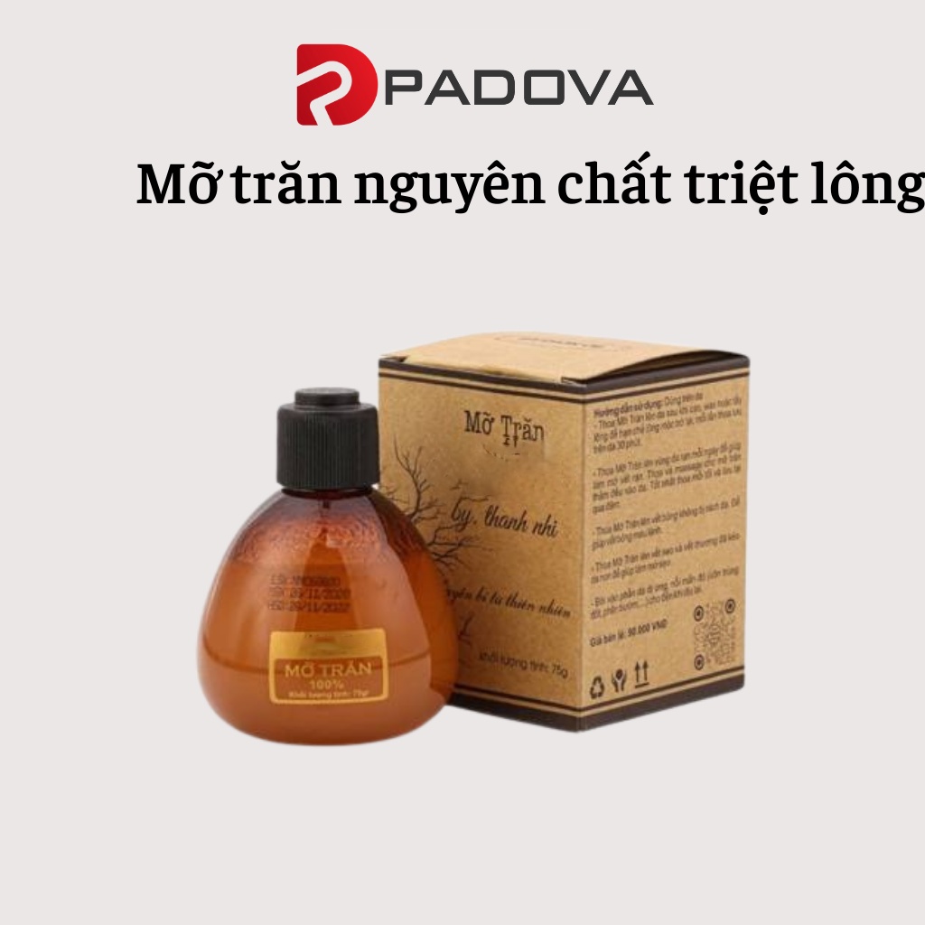 Mỡ Trăn Nguyên Chất Waxing Triệt Lông, Mờ Thâm, Giảm Rạn Da An Toàn PADOVA 1012