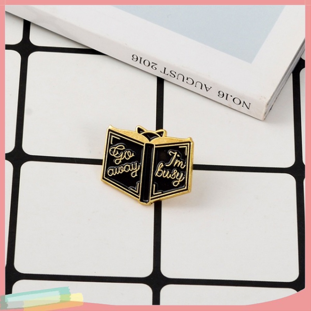 【LK】English Letter Just One More Page Book Hedgehog Badge Brooch Pin Clothes