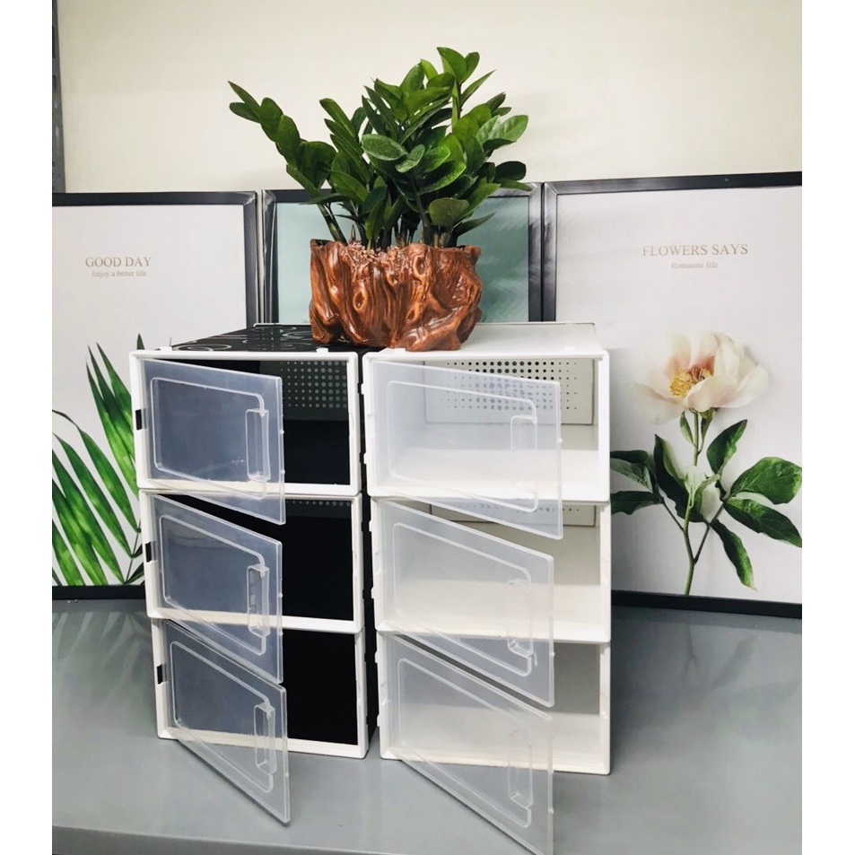 Combo 10 Hộp Đựng Giày Nắp Ngang Có Lỗ Thông Hơi Thoáng Khí