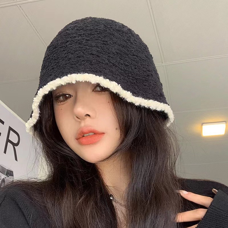 Mũ Bucket vành ngắn Mũ len dệt kim vành phối màu siêu xinh thời trang Hàn Quốc Lémi accessories