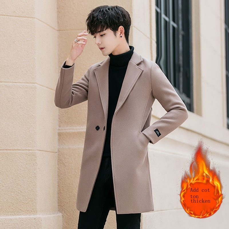 Áo Khoác Nam Đệm Bông Cotton Mỏng Dáng Dài Vừa Vặn Mùa Đông Phong Cách Hàn Quốc Mới 2022