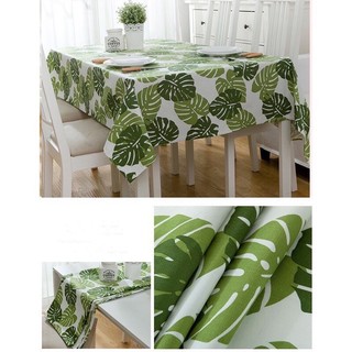 Khăn Trải Bàn CHƯA MAY VIỀN Họa Tiết Lá Canvas xinh xắn