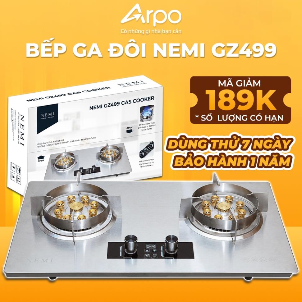 Bếp Gas Đôi NEMI GZ499 Với 9 Đầu Đốt Lửa To Tích Hợp Chế Độ Hẹn Giờ Cảm Biến An Toàn - Bếp Ga Cao Cấ