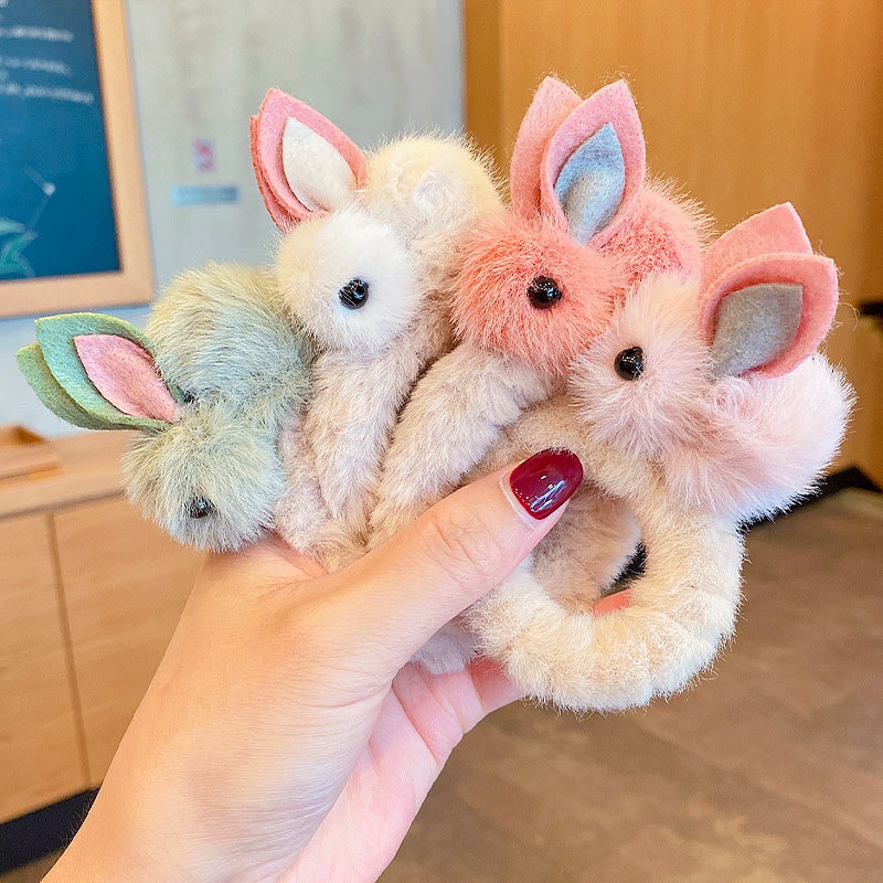 Dây Cột Tóc Cao Su Co Giãn Hình Thỏ Dễ Thương Cho Bé Gái JP5