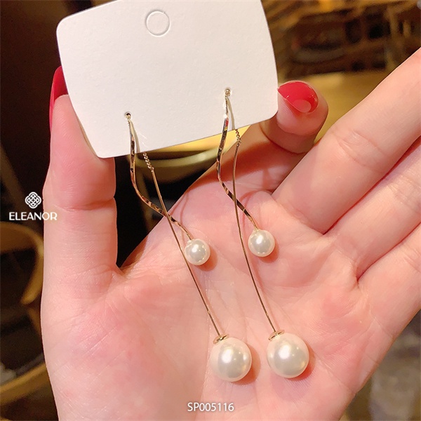Bông tai nữ Eleanor Accessories dáng dài gắn ngọc nhân tạo thanh lịch phụ kiên trang sức 5116