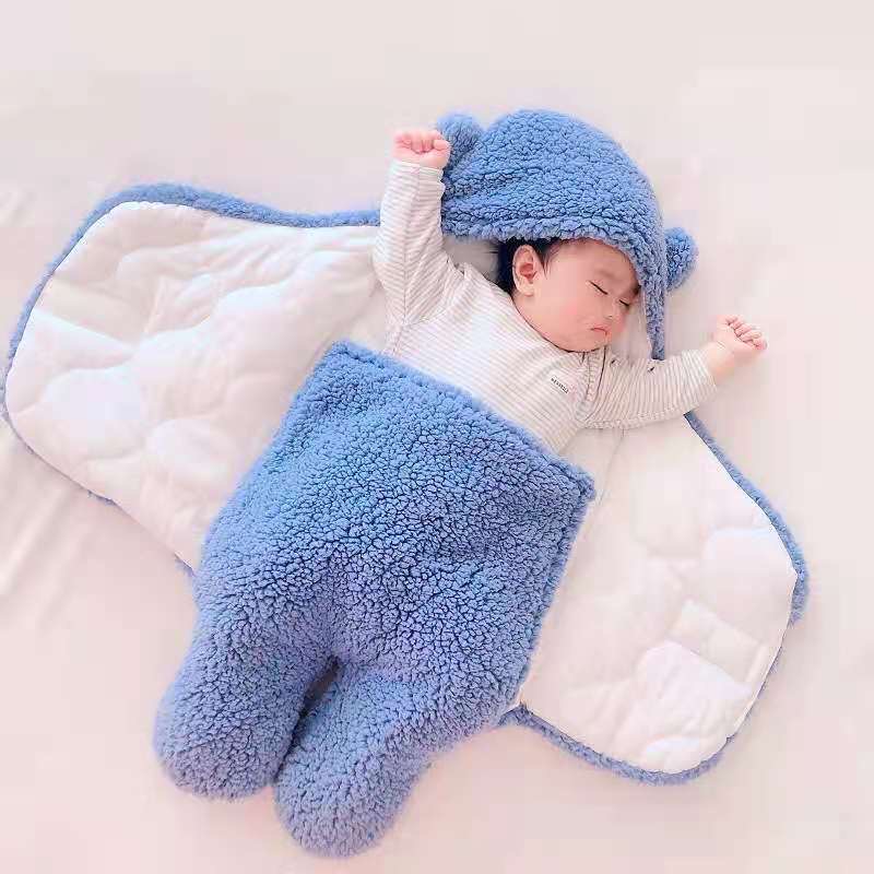 Babyfair. Chăn quấn trẻ em Polyester Len Mô hình hoạt Mềm mại Thân thiện với Da Túi ngủ 70cm