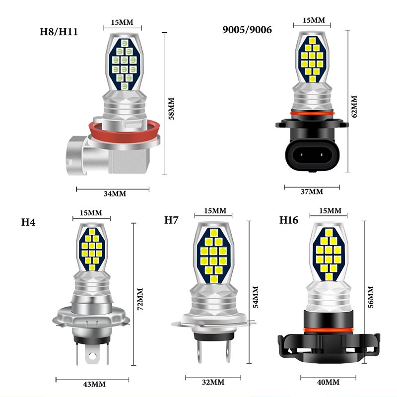 1 Đèn Pha Chống Sương Mù H4 H3 H7 9005 HB3 9006 HB4 H8 H9 H11 H16 Siêu Sáng Cho Xe Hơi