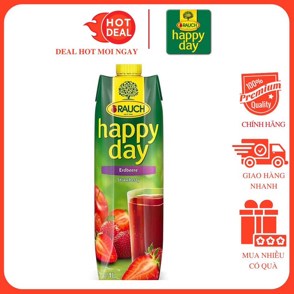 Nước Ép Dâu Tây Nguyên Chất 100% Rauch Happy Day 1L