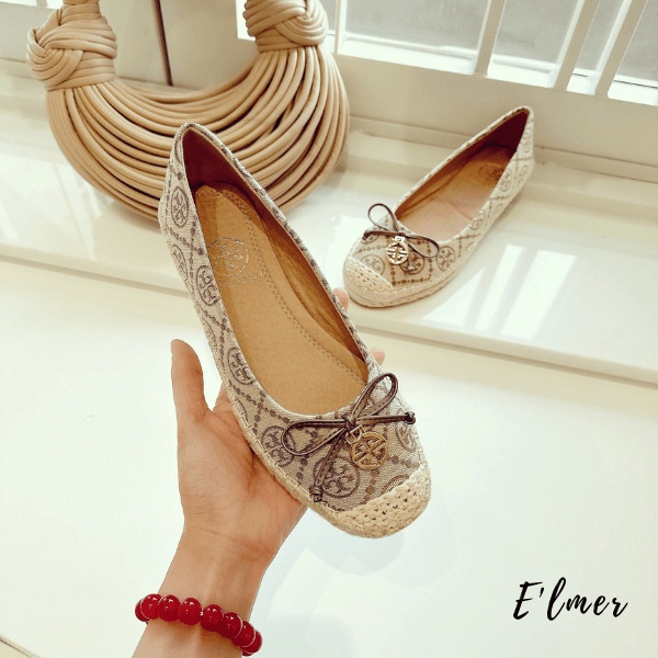 Giày Bệt Nữ Cói Tory Nơ Khóa Charm Elmer