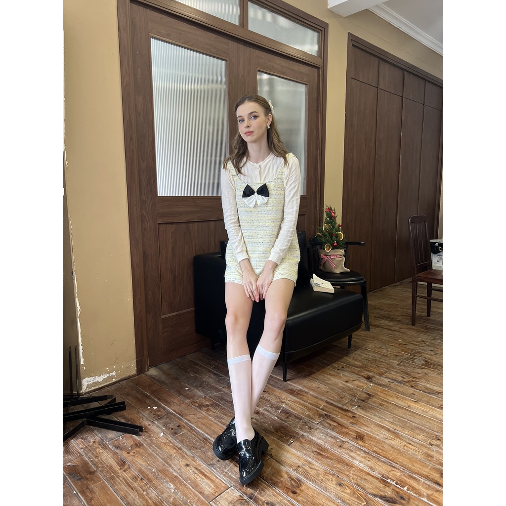 TIFFANY STUDIOS - Đàm Babydoll Tweed Dáng Xòe Tím Lilac - BARBARA DRESS