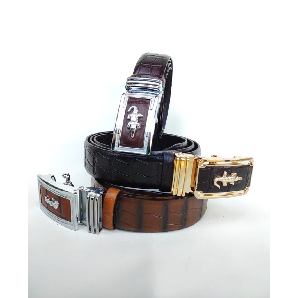 Thắt Lưng Nam Da Bò Lớp 1 Dập Vân Cá Sấu Khóa Tự Động Phong Cách - Dây Lưng- Dây Nịt Da Bảo Hành 12 Tháng