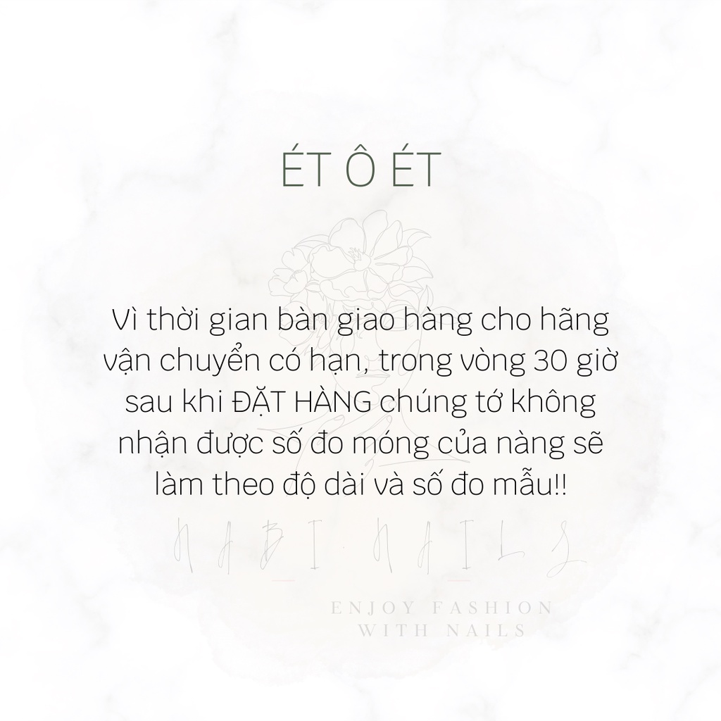 Nailbox, móng úp, móng giả thiết kế vẽ thủ công ombre nhẹ nhàng- A134